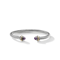 Classic Cable Bracelet in Sterling Silver with 14K Yellow Gold and Amethyst