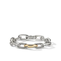 Box Chain Bracelet with Stainless Steel and Sterling Silver, 2.7mm