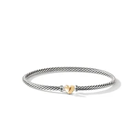 Crossover Two Row Cuff Bracelet in Sterling Silver with 18K Yellow Gold