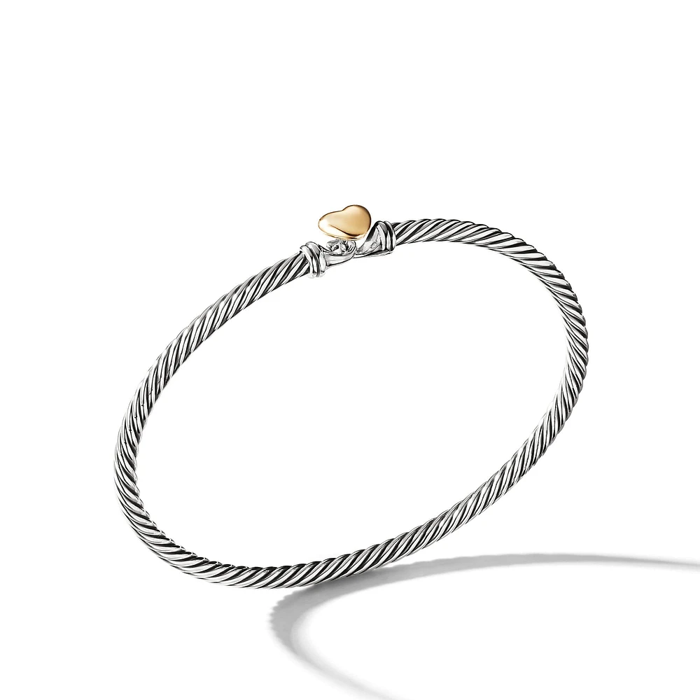 Crossover Two Row Cuff Bracelet in Sterling Silver with 18K Yellow Gold