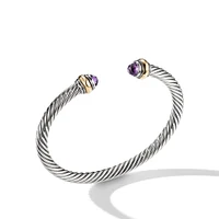 Sculpted Cable Cuff Bracelet in Sterling Silver with Diamonds, 17mm