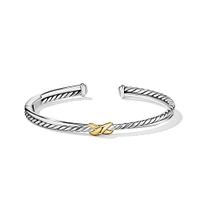 Petite X Center Station Bracelet in Sterling Silver with 18K Yellow Gold, 5.2mm