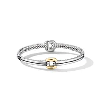 Cable Flex Bracelet in Sterling Silver with 14K Yellow Gold and Citrine, 4mm