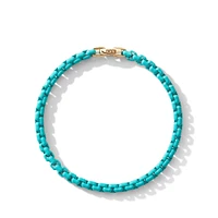 Cable Flex Bracelet in Sterling Silver with 14K Yellow Gold and Turquoise, 4mm