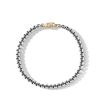 Cable Flex Bracelet in Sterling Silver with 14K Yellow Gold and Peridot, 4mm