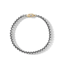 Cable Flex Bracelet in Sterling Silver with 14K Yellow Gold and Rhodolite Garnet