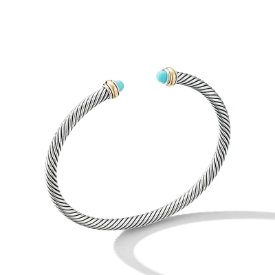 Classic Cable Bracelet in Sterling Silver with 18K Yellow Gold and Turquoise