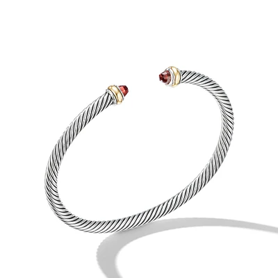 Classic Cable Bracelet in Sterling Silver with 18K Yellow Gold and Turquoise, 4mm