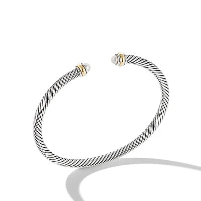 Crossover Three Row Bracelet in Sterling Silver with 18K Yellow Gold and Diamonds