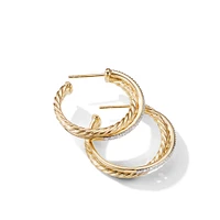 Crossover Hoop Earrings in 18K Yellow Gold with Diamonds, 26.5mm
