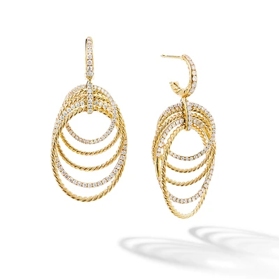 DY Origami Drop Earrings in 18K Yellow Gold with Diamonds, 21mm