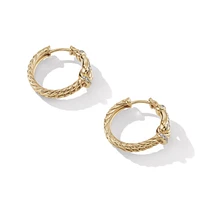 Thoroughbred Loop Hoop Earrings in 18K Yellow Gold with Diamonds, 19mm