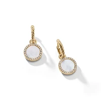 Petite DY Elements Drop Earrings in 18K Yellow Gold with Mother of Pearl and Diamonds, 22.6mm