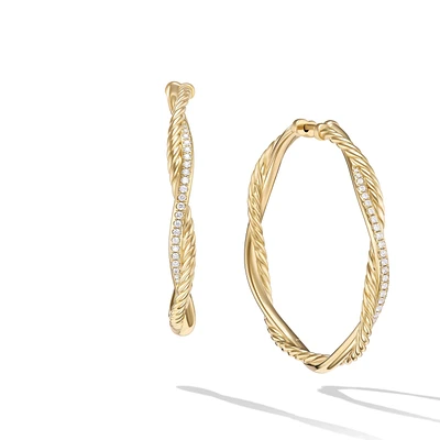 Infinity Hoop Earrings in 18K Yellow Gold with Diamonds, 42mm