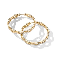 Stax Chain Link Hoop Earrings in 18K Yellow Gold with Diamonds, 37mm