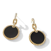 DY Elements Convertible Drop Earrings in 18K Yellow Gold with Black Onyx and Diamonds, 38.3mm