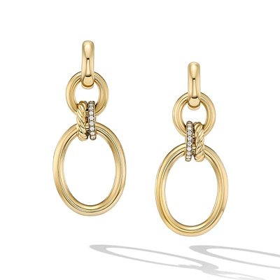 DY Mercerâ„¢ Circular Drop Earrings in 18K Yellow Gold with Diamonds, 50mm