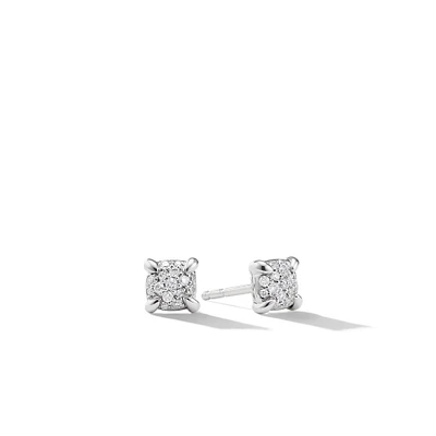 Petite Pavé Stud Earrings in 18K Yellow Gold with Diamonds, 4.5mm