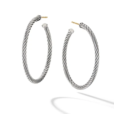 Cable Hoop Earrings in Sterling Silver