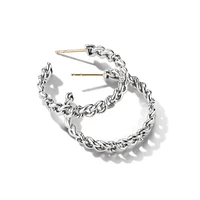 Belmont Curb Link Hoop Earrings in Sterling Silver