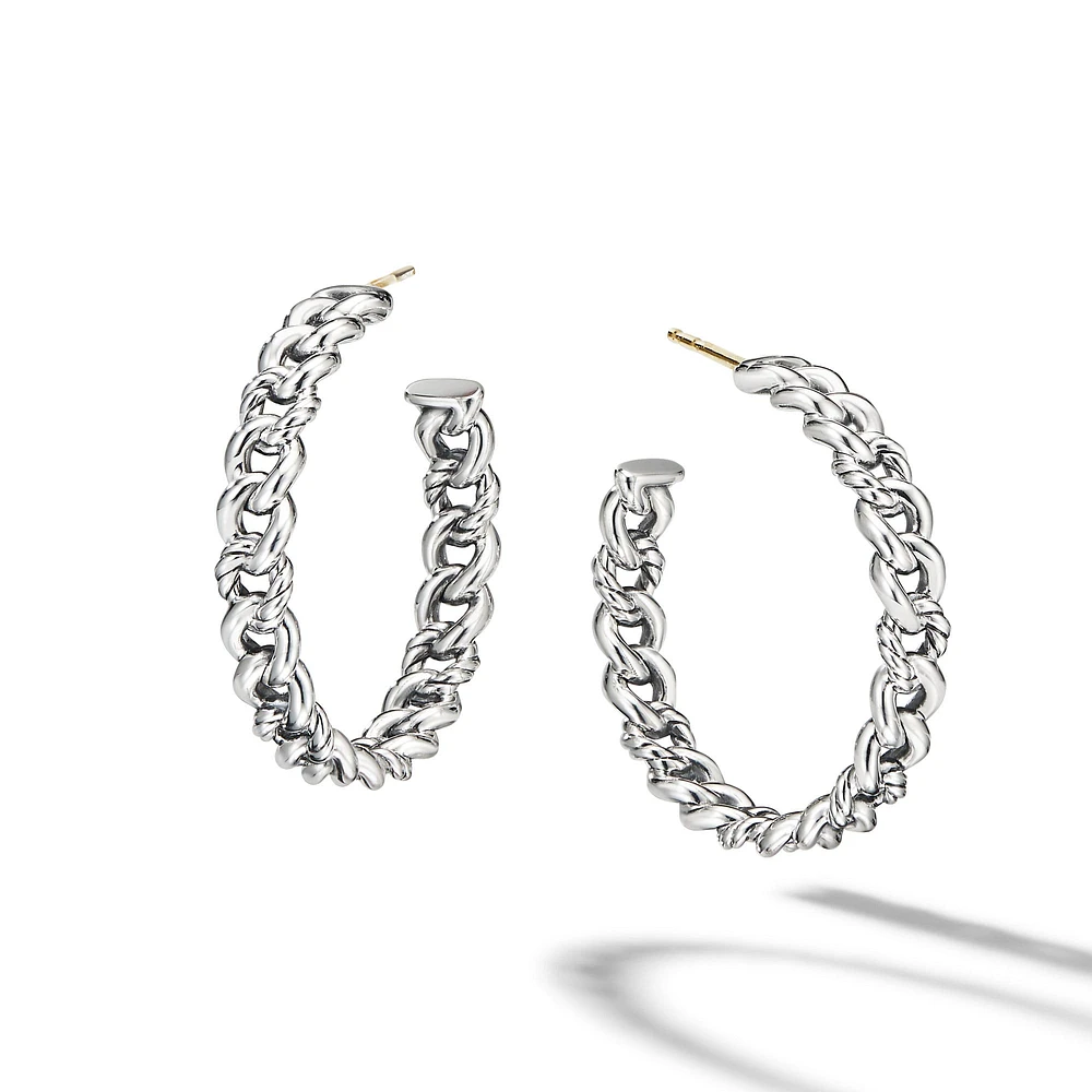 Cable Edge Hoop Earrings in 18K Yellow Gold, 28.9mm