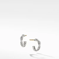 Thoroughbred Loop Huggie Hoop Earrings in 18K Yellow Gold with Diamonds, 14.5mm