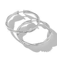 Infinity Hoop Earrings in Sterling Silver with Diamonds, 42mm