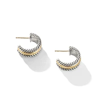 Cable Collectibles Huggie Hoop Earrings in Sterling Silver with 14K Yellow Gold, 15.6mm