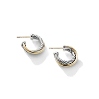 Crossover Hoop Earrings in Sterling Silver with 18K Yellow Gold, 17mm