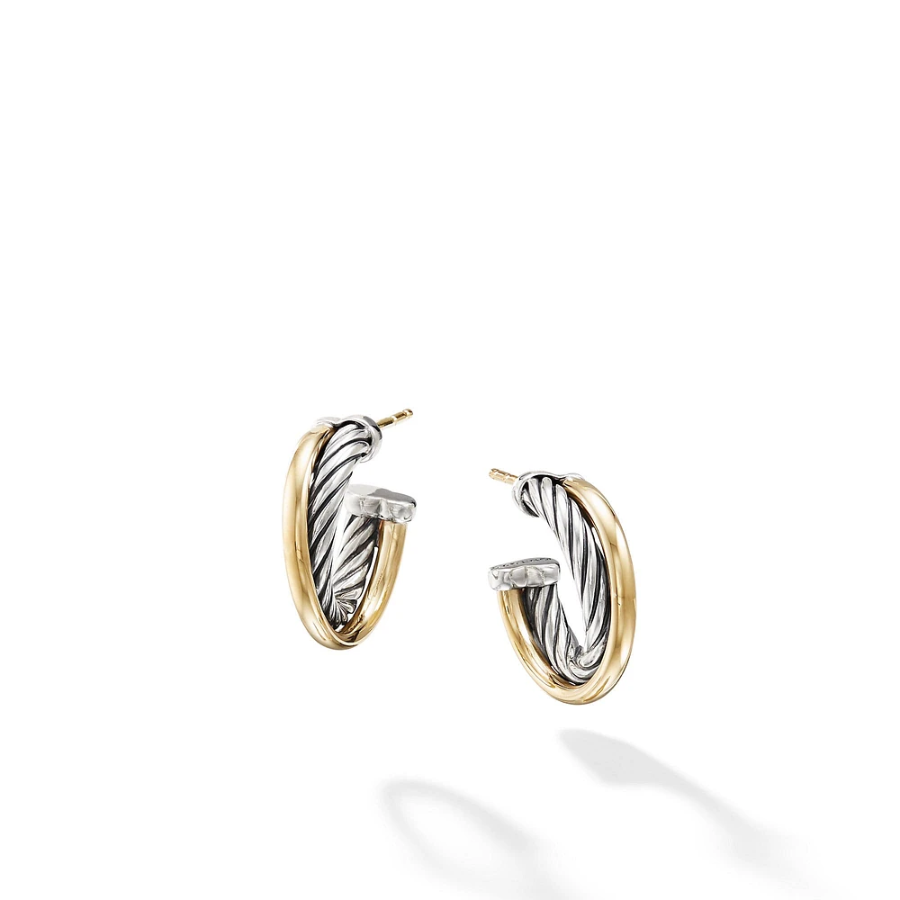 Pearl Classics Cable Halo Button Earrings in 18K Yellow Gold with Diamonds, 13mm