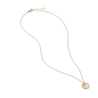 Initial Charm Necklace in 18K Yellow Gold with Diamond A
