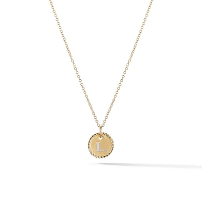 Initial Charm Necklace in 18K Yellow Gold with Diamond