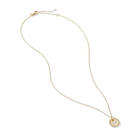 Initial Charm Necklace in 18K Yellow Gold with Diamond R