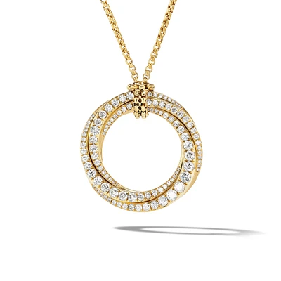 Pavé Crossover Pendant Necklace in 18K Yellow Gold with Diamonds