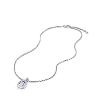 Petite Albion Pendant Necklace in Sterling Silver with Amethyst and Diamonds, 7mm