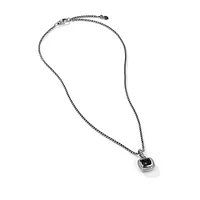 Petite Albion Pendant Necklace in Sterling Silver with Black Onyx and Diamonds, 7mm