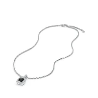 Petite Albion Pendant Necklace in Sterling Silver with Black Onyx and Diamonds, 7mm