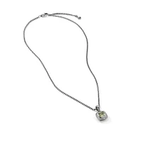 Petite Albion Pendant Necklace in Sterling Silver with Prasiolite and Diamonds, 7mm