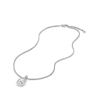 Petite Albion Pendant Necklace in Sterling Silver with Prasiolite and Diamonds, 7mm