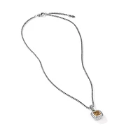 Petite Albion Pendant Necklace in Sterling Silver with Citrine and Diamonds, 7mm