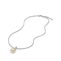Petite Albion Pendant Necklace in Sterling Silver with Citrine and Diamonds, 7mm