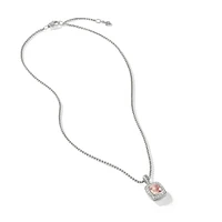 Petite Albion Pendant Necklace in Sterling Silver with Morganite and Diamonds, 7mm