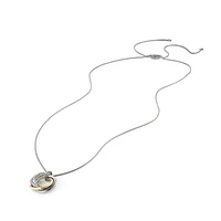 Crossover Pendant Necklace in Sterling Silver with 14K Yellow Gold, 28mm