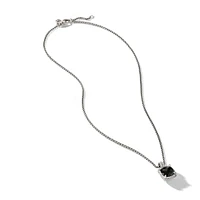 Chatelaine Pavé Bezel Pendant Necklace in Sterling Silver with Black Onyx and Diamonds, 9mm