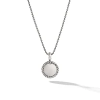 Initial Charm Necklace in Sterling Silver with Diamond A