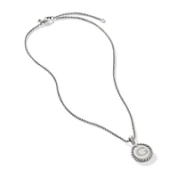 Initial Charm Necklace in Sterling Silver with Diamond