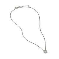 Petite Starburst Pendant Necklace in Sterling Silver with Diamonds