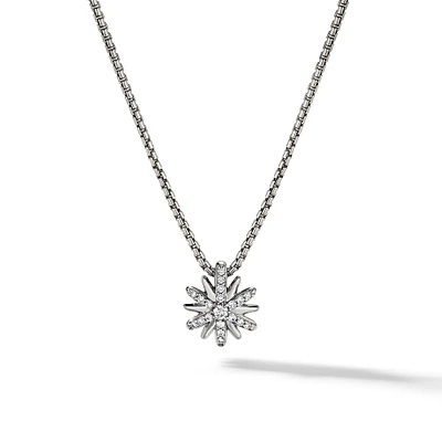 Petite Starburst Pendant Necklace in Sterling Silver with Diamonds