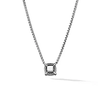 Petite Chatelaine Pavé Bezel Pendant Necklace in Sterling Silver with Black Onyx and Diamonds, 7mm