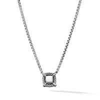 Petite Chatelaine Pavé Bezel Pendant Necklace in Sterling Silver with Amethyst and Diamonds, 7mm